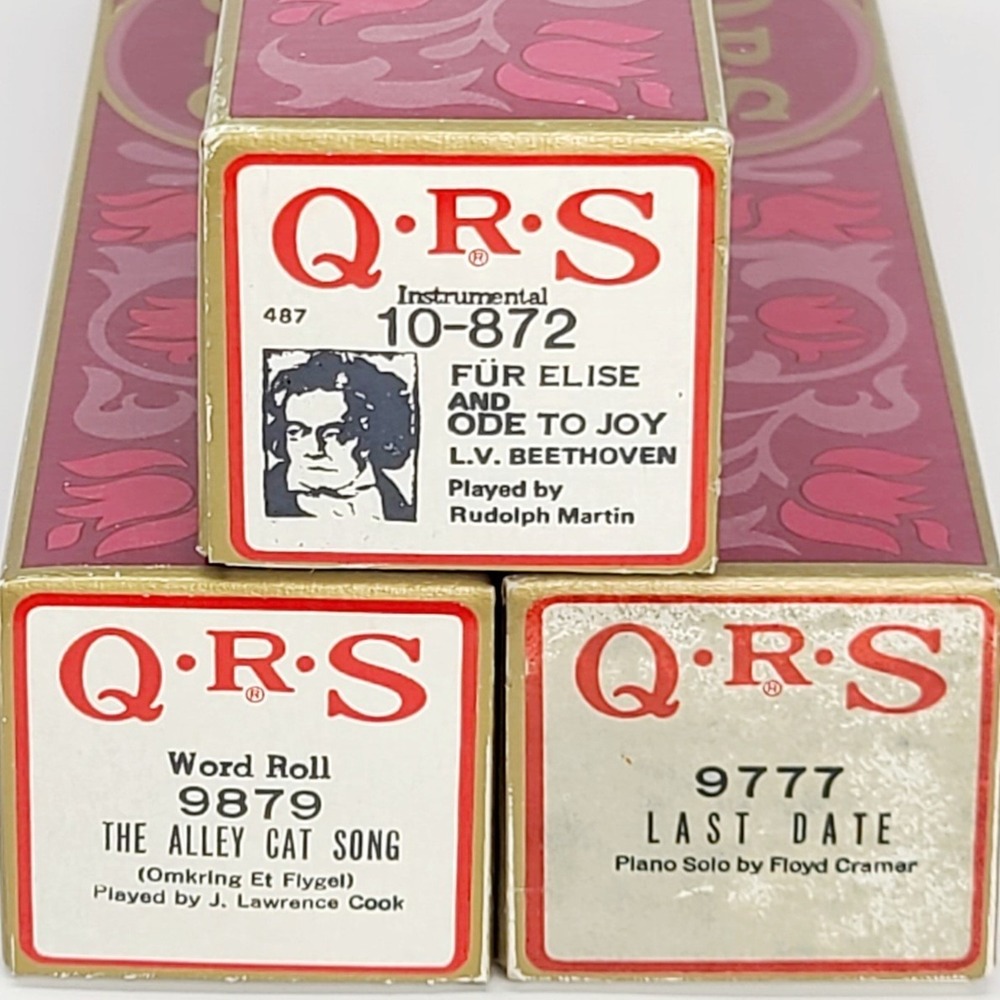 VALUE BUNDLE: Lot Of 3 QRS Player Piano Rolls Beethoven Alley Cat Last Date